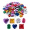 100 Pieces 1" Assorted Colorful Adhesive Stick-On Heart Star Round Shaped Jewel Gems for Arts & Crafts, Themed Party Decoration Accessories, Children Activities